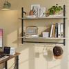 Bestier Pipe Shelf Industrial Floating Shelving 31" Kitchen Wall-Mounted Shelves with 8 Towel Bar Hooks Coffee Bar Shelf Wine Hanging Display Rack Bookshelf Living Room Decor Bathroom-Retro Grey view 3