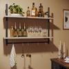 Bestier Pipe Shelf Industrial Floating Shelving 31" Kitchen Wall-Mounted Shelves with 8 Towel Bar Hooks Coffee Bar Shelf Wine Hanging Display Rack Bookshelf Living Room Decor Bathroom-Retro Grey view 4