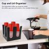 Square 4 Grids Breakroom Coffee Condiment and Cup Storage Organizer,Cup and Lid Holder,Paper Cup Dispenser Storage Holder for Home, Office, Coffee Shops, Cafe, Restaurant, Lounge, 4 Cup Dispenser view 2