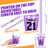 Janmercy 27 Pieces 21st Birthday Shot Glass Necklace Cups Shot Glass on Beaded Necklace Plastic Party Colorful Drinking Cups for Adults Birthday Party Supplies Favors, 9 Colors view 2