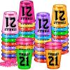 Janmercy 27 Pieces 21st Birthday Shot Glass Necklace Cups Shot Glass on Beaded Necklace Plastic Party Colorful Drinking Cups for Adults Birthday Party Supplies Favors, 9 Colors view 4