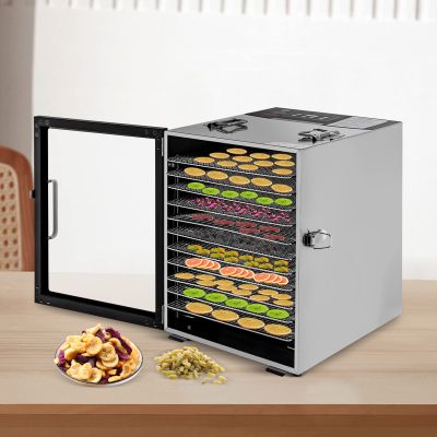 Food Dehydrator, 12 Stainless Steel Trays, Food Dryer for Fruit, Meat, Vegetables, Jerky, Herbs, Snacks, Dog Treats, Electric Dryer Machine with Temperature and Time Adjustable Control