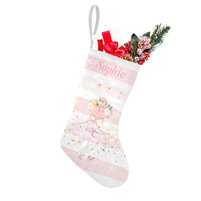 Beautiful Ballerina Pink Christmas Stockings Custom Personalized Name Xmas Festive Gift Decor Family Party 17.52 x 7.87 Inch