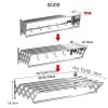 Wall Mounted Laundry Drying Rack Retractable Folding Airer Garment Clothline Dryer Rack Bathroom Towel Holder Space Saver Clotheshorse for Indoor Outdoor (80cm/31.5inch) view 3