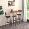 3 Piece Pub Table Set, Small Pub Bistro Table and 2 Bar Stools PU Upholstery Seat with Backrest Easy Assemble Counter Height Dining Table Set, for Kitchen, Apartment, Small Space view 1