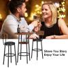 3 Piece Pub Table Set, Small Pub Bistro Table and 2 Bar Stools PU Upholstery Seat with Backrest Easy Assemble Counter Height Dining Table Set, for Kitchen, Apartment, Small Space view 2