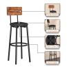 3 Piece Pub Table Set, Small Pub Bistro Table and 2 Bar Stools PU Upholstery Seat with Backrest Easy Assemble Counter Height Dining Table Set, for Kitchen, Apartment, Small Space view 4