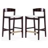 Home Square 37" Faux Leather Barstool in Ivory & Dark Walnut - Set of 2 view 1