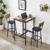 3 Piece Square Pub Dining Set, Small Kitchen Table Set for 2, Counter Height Dining Table Set Wood Top Bistro Bar Table Set with 2 PU Soft Bar Stools Space Saving for Kitchen Living Room, Dining Room view 2