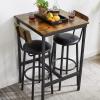 3 Piece Square Pub Dining Set, Small Kitchen Table Set for 2, Counter Height Dining Table Set Wood Top Bistro Bar Table Set with 2 PU Soft Bar Stools Space Saving for Kitchen Living Room, Dining Room view 3