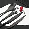 BRIIEC 72 Pieces Heavy Duty Flatware Matte Black Silverware Set, Stainless Steel Extra Thick Cutlery Eating Utensils with Knife Fork Spoons Set for Home Kitchen Restaurant view 2