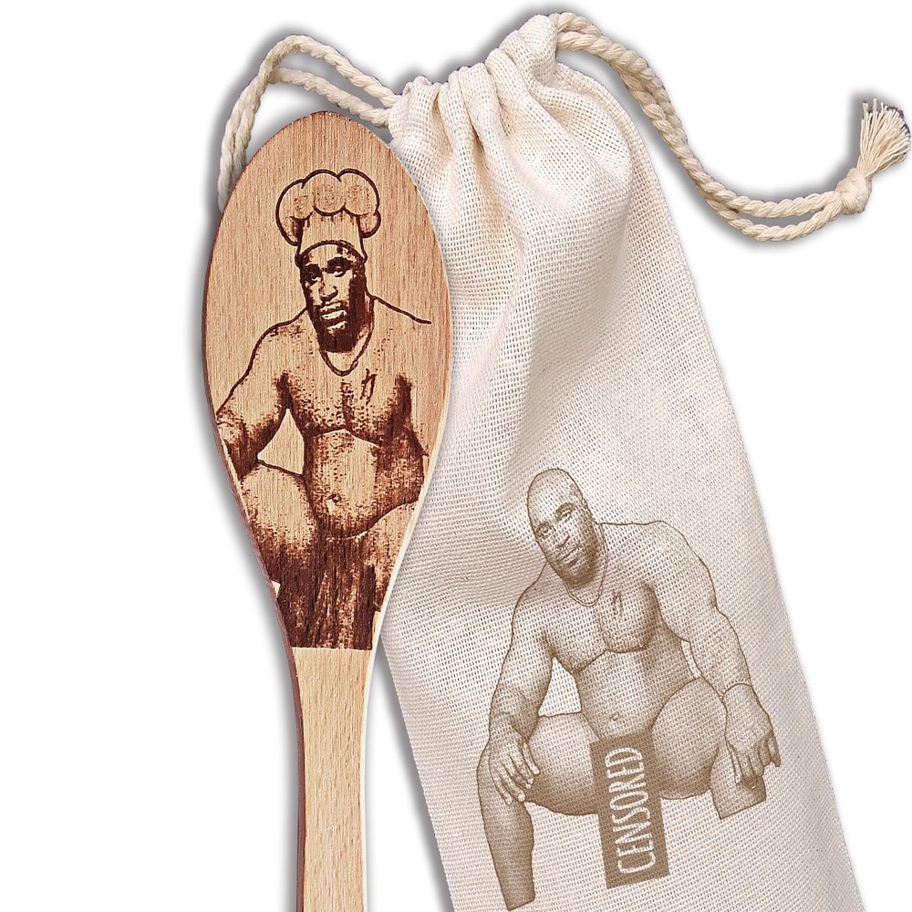 Barry Wood Spoon Funny Meme Engraved Kitchen Utensil, 1 Spoon + Engraved Bag