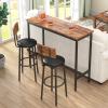 Bituman 43.31" Dining Table Set, Round bar Table and Stools for 2, Industrial 3 Piece Counter Height Table with PU Upholstery Seat with Backrest, Ideal for Pub, Home, Living Room Small Space view 1
