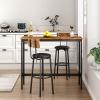 Bituman 43.31" Dining Table Set, Round bar Table and Stools for 2, Industrial 3 Piece Counter Height Table with PU Upholstery Seat with Backrest, Ideal for Pub, Home, Living Room Small Space view 2