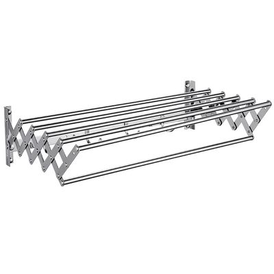 Clothes Horse - Wall Mounted Laundry Drying Rack - Extendable Towel Holder - with 6 Bar Towel Rail - for Hanging Clothes Dryer (Silver 60cm)