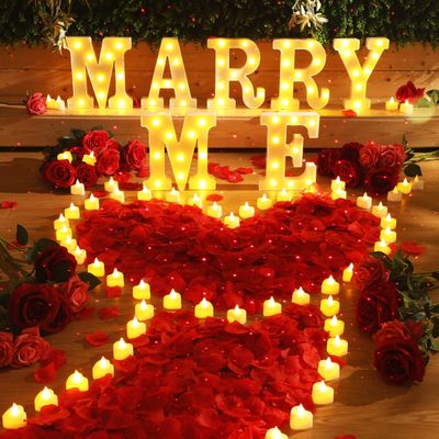 Marry Me Lighted up Letters Proposal Decoration Kit with 72 LED Tea Lights