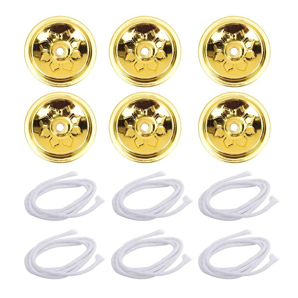 Hemoton Floating Core Ball Cord Oil Lamp Wicks with Holders for Indoor Oil Lamps Candle Making Supplies 1.57 Inch 6-Pack