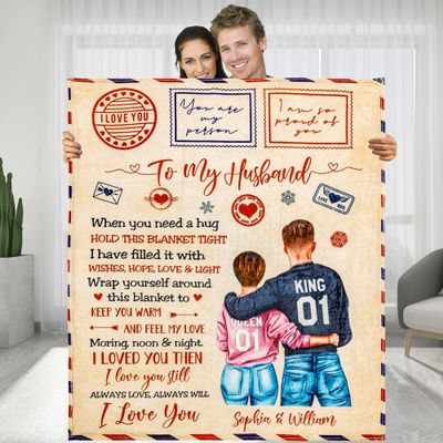 KERAOO Customized Blanket to My Husband, Always Will I Love You, Anniversary Romantic Gift for He, Husband Birthday Gift Ideas, Christmas Valentines Day Gift for Husband