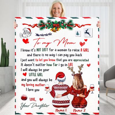 KERAOO Customized Throws Blankets Gift for Mom, Christmas Birthday Gifts for Mom, Personalized Blanket to My Mom Gift from Daughter, Best Mom Gifts, Mom Blanket