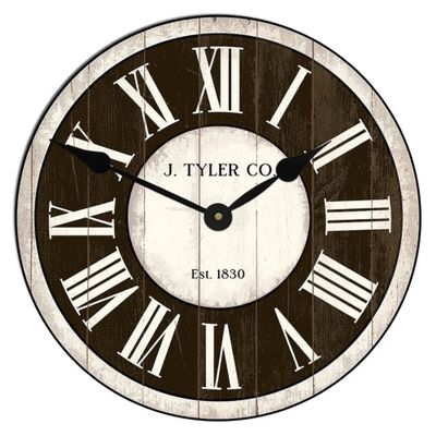 Classic Ivory and Brown Wall Clock | Ultra Quiet Quartz Mechanism | Hand Made in USA Beautiful Crisp Lasting Color | Comes in 8 Sizes (Wood, Brown Wall Clock-30 inches)