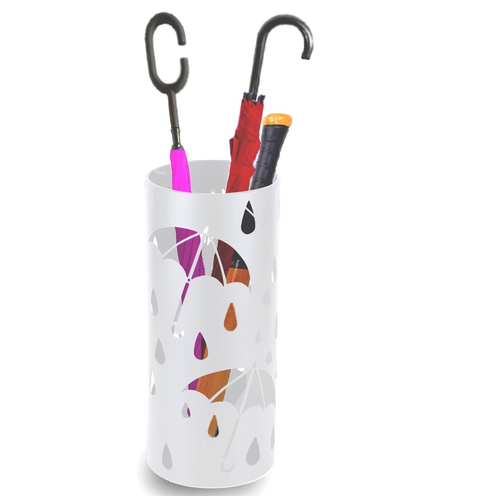 BEWBBAT Umbrella Stand Rack for Entryway, Freestanding Round Metal Umbrella Holder, Rain Collection Umbrella Organizer Bin for for Can Walking Stick, Home Office Decor, Hold 4-5 Umbrellas