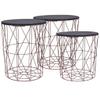 GOLINPEILO 3 pcs Coffee Tables with Metal Frame, Copper Side Table End Table Couch Table for Living Room Home, Office(A) view 2