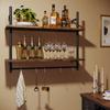 Bestier Pipe Shelf Industrial Floating Shelving 31" Kitchen Wall-Mounted Shelf with Towel Bar Hooks Coffee Bar Shelves Wine Hanging Display Rack Bookshelf Living Room Decor Bathroom-Rustic Brown view 4