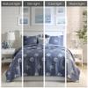 Harbor House Seaside Reversible Cotton Quilt Set Coastal Clam, Starfish, Coral Embroidery, All Season, Pre-Washed Coverlet Bedding Layer, Decorative Pillow, King/Cal King(108"x90") Navy 4 Piece view 2