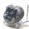 3.8" 1.8lb Blue Celestite Geode Heart Natural Sparkling Celestine Crystal Cluster Druzy Mineral Polished Gemstone - Madagascar + Stand view 2
