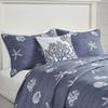 Harbor House Seaside Reversible Cotton Quilt Set Coastal Clam, Starfish, Coral Embroidery, All Season, Pre-Washed Coverlet Bedding Layer, Decorative Pillow, Full/Queen(90"x90") Navy 4 Piece view 4