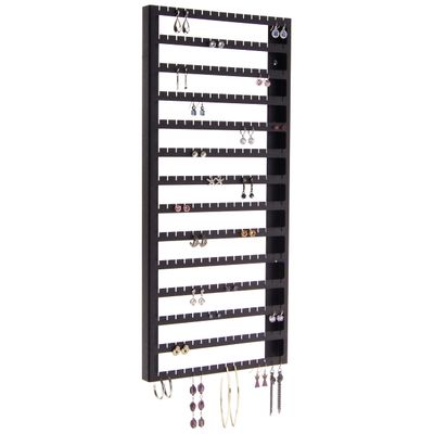 Angelynn's Wall Mounted Earring Holder Organizer Display for Women Small Earrings ONLY, Post Stud Dangle Pierced Earrings, Hanging Closet Jewelry Storage Rack, Luka Large Black 9"x20"
