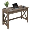 Writing Desk - Work Desk with X-Pattern Legs - for Office, Bedroom, Computer, or Craft Table - Home Office Desks by Lavish Home (Tan Wood Finish) view 1