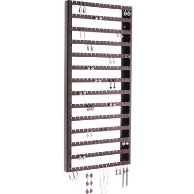 Angelynn's Wall Mounted Earring Holder Organizer Display for Women Small Earrings ONLY, Post Stud Dangle Pierced Earrings, Hanging Closet Jewelry Storage Rack, Luka Large Rubbed Bronze 9"x20"