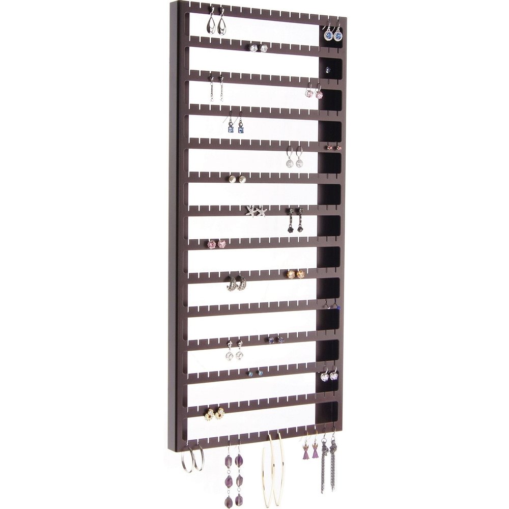 Angelynn's Wall Mounted Earring Holder Organizer Display for Women Small Earrings ONLY, Post Stud Dangle Pierced Earrings, Hanging Closet Jewelry Storage Rack, Luka Large Rubbed Bronze 9"x20"