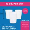 Fun Express 12 oz Frosted Plastic Cups 50 Pack - Heavy Duty Reusable Stadium Cups for Wedding Birthday Party | Clear Frost Flex Design |Shatterproof Cocktail Bar Drinkware Bulk Set view 2