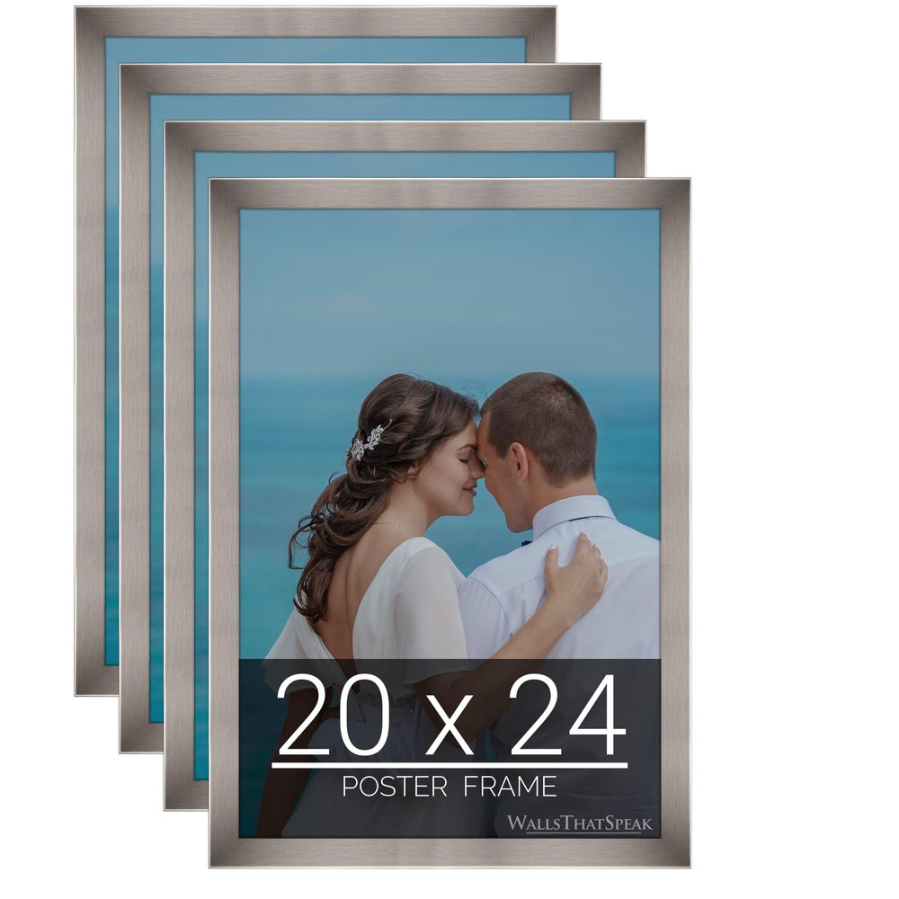 wallsthatspeak 20x24 Stainless Picture Frame for Puzzles Posters Photos or Artwork (4-Pack)