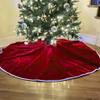 Haute Decor Santa's Surprise Convertible Tree Skirt, Velvet Fabric, Dark Red Double-Sided with Pom Pom String Closure. Extra Large 80 inch Diameter - Hide Presents Until Christmas Morning view 2