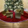 Haute Decor Santa's Surprise Convertible Tree Skirt, Velvet Fabric, Dark Red Double-Sided with Pom Pom String Closure. Extra Large 80 inch Diameter - Hide Presents Until Christmas Morning view 3