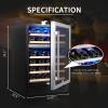 Bituman 24 inch Freestanding Wine Fridge, 46 Bottle Compact Mini Wine Cooler with Stainless Steel Tempered Glass Door, Ideal for Kitchen view 2