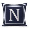 TiuKiu White Letter Monogram N Throw Pillow Covers, Stripes English Alphabet Initial Navy Blue Decorative Pillowcase Cushion Cases for Couch Bed and Living Room 22"x22" view 1