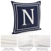 TiuKiu White Letter Monogram N Throw Pillow Covers, Stripes English Alphabet Initial Navy Blue Decorative Pillowcase Cushion Cases for Couch Bed and Living Room 22"x22" view 4