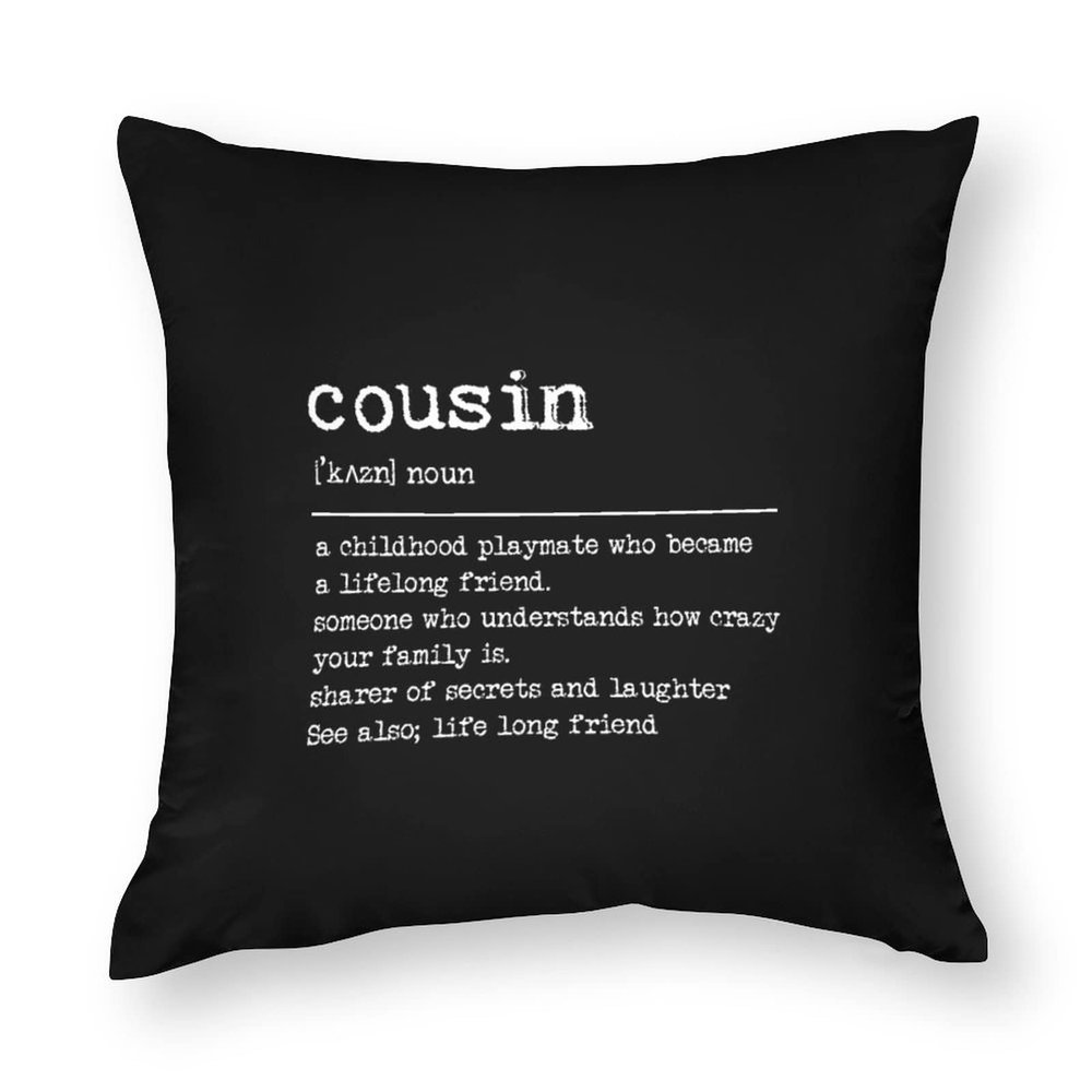 TiuKiu Throw Pillow Covers 16"x16" Cousin Definition Rustic Decorative Square Throw Pillow Covers Cousin Cushion Case for Sofa Couch Farmhouse Home Decoration