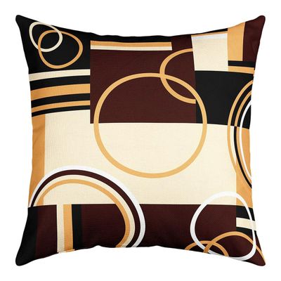 Erosebridal Modern Geometric Throw Pillow Cover 24x24 Brown Black Stripes Cushion Cover for Lumbar Support Bedroom Retro Circle Swirls Pillow Cover Abstract Texture Decorative Accent Pillow Case
