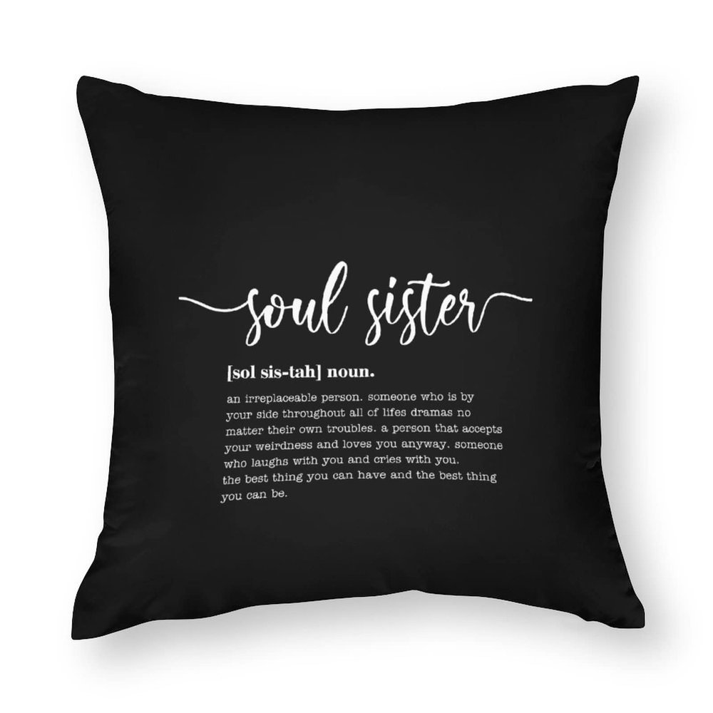 TiuKiu Throw Pillow Covers 16"x16" Soul Sister Definition Rustic Decorative Square Throw Pillow Covers Soul Sister Cushion Case for Sofa Couch Farmhouse Home Decoration