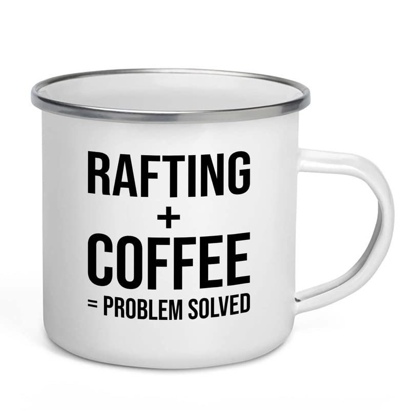 Adventure Camper Mug 12oz - Rafting + Coffee - Rafts for Fishing Canoe Wheels Kayak Rail Boat Floating Nature Lover Explorer