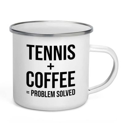 Sports Camper Mug 12oz - Tennis + Coffee - Mini Tennis Balls Racket Hopper Backpack Softball Coach