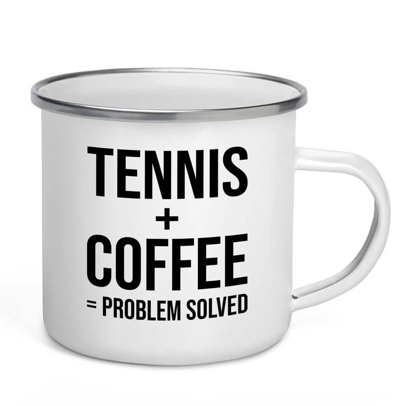 Sports Camper Mug 12oz - Tennis + Coffee - Mini Tennis Balls Racket Hopper Backpack Softball Coach