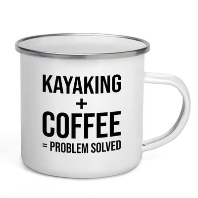 Adventure Camper Mug 12oz - Kayaking + Coffee - Pro Kayak Explorer Boat Adult Canoe Paddle Lake Lover Nature
