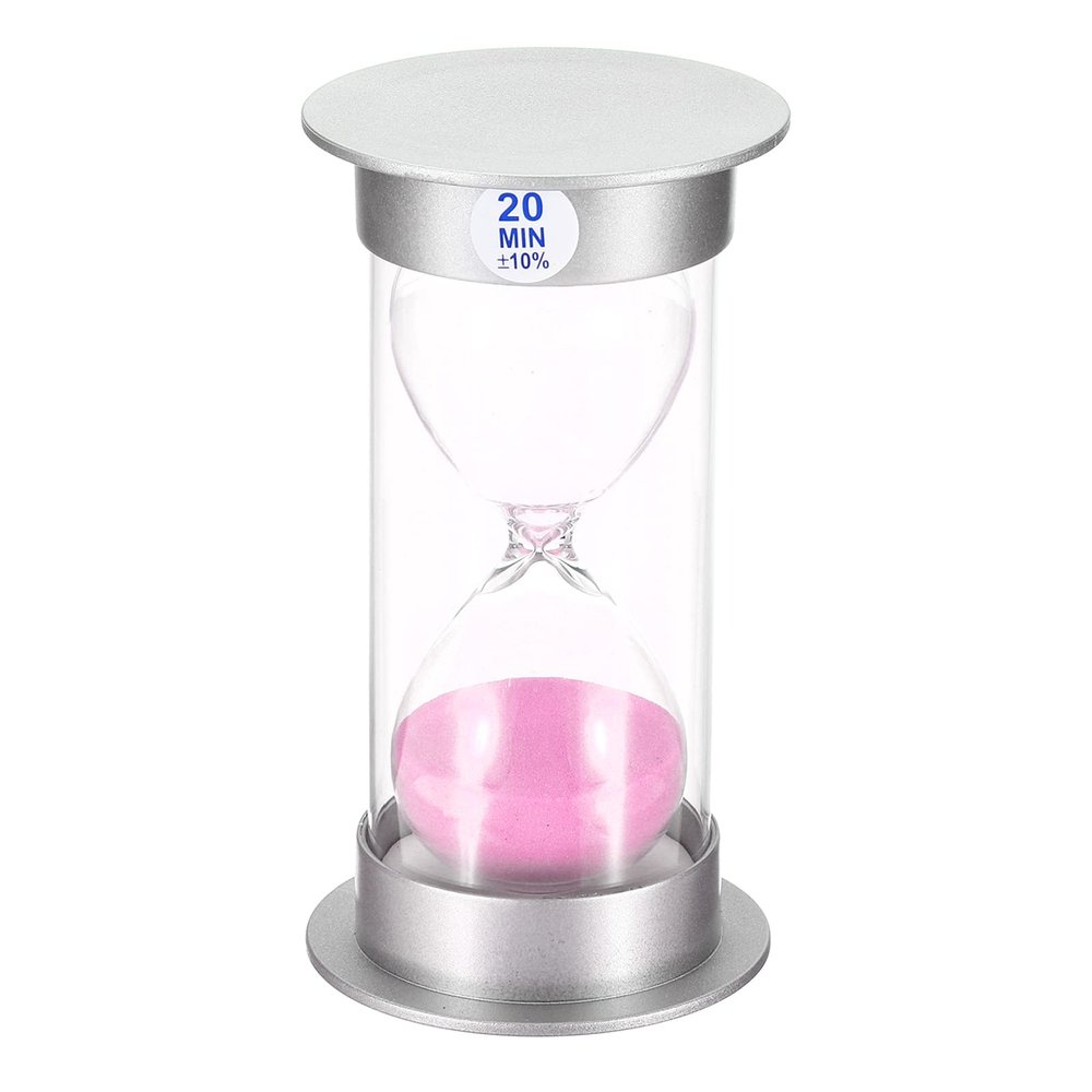 PATIKIL 20 Minute Sand Timer, Sandy Clock with Plastic Cover Count Down Sand Glass for Games, Kitchen, Party Favors DIY Decoration, Pink Sands