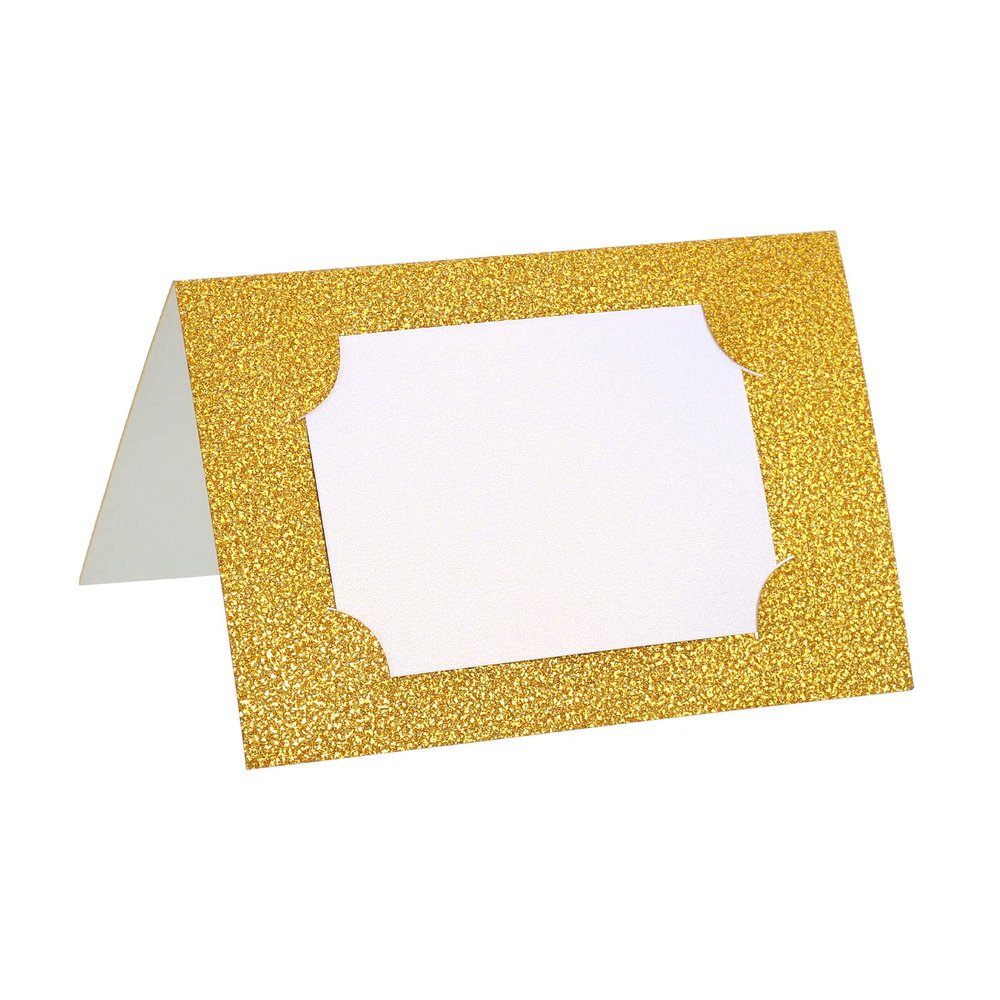 PATIKIL 50Pcs Table Name Place Cards 4.68x3.51inch Glitter Gold Tone